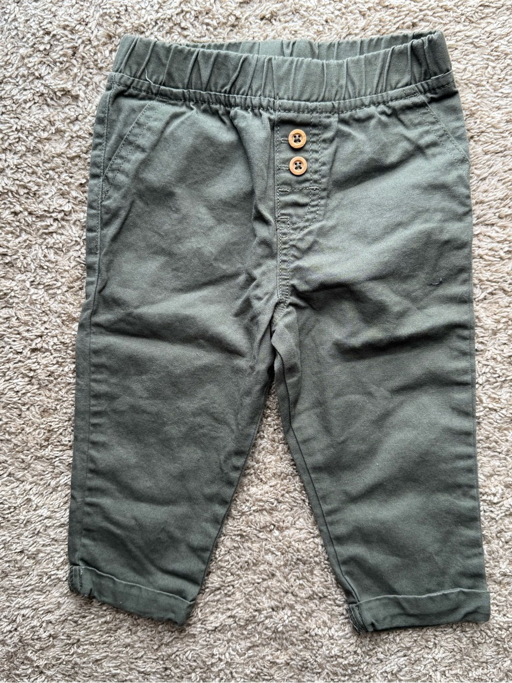 Garanimals Toddler Boys Olive Green Pull-On Pants 18M Faux Front Pockets